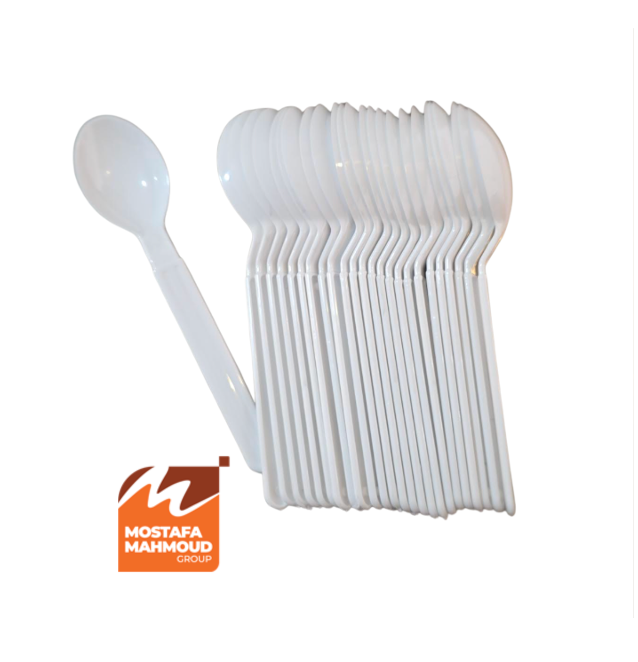 Disposable white spoon 25 pieces معلقة بلاستيك بيضاء