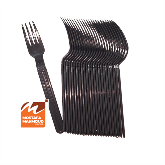 Disposable black fork 25 pieces شوكة بلاستيك سوداء