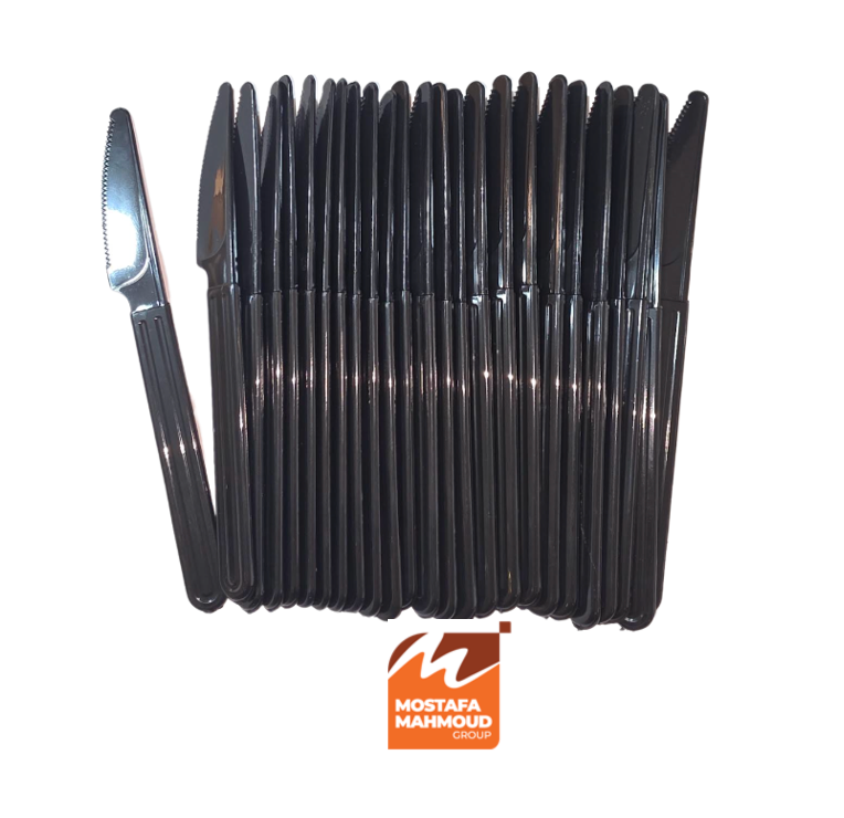 Disposable black knife 25 pieces سكينة بلاستيك سوداء