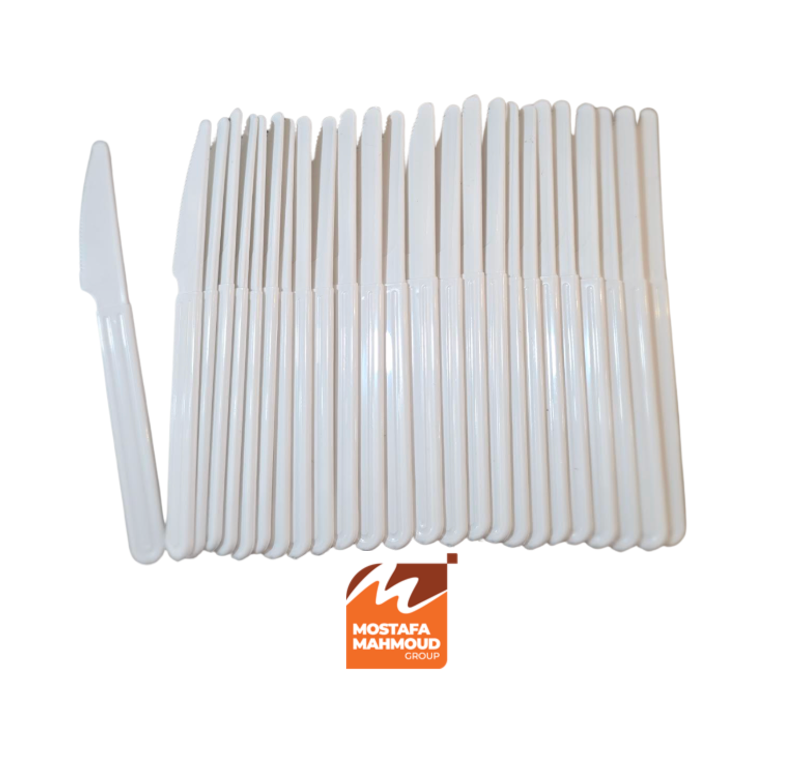 Disposable white knife 25 pieces سكينة بلاستيك بيضاء