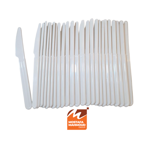 Disposable white knife 25 pieces سكينة بلاستيك بيضاء