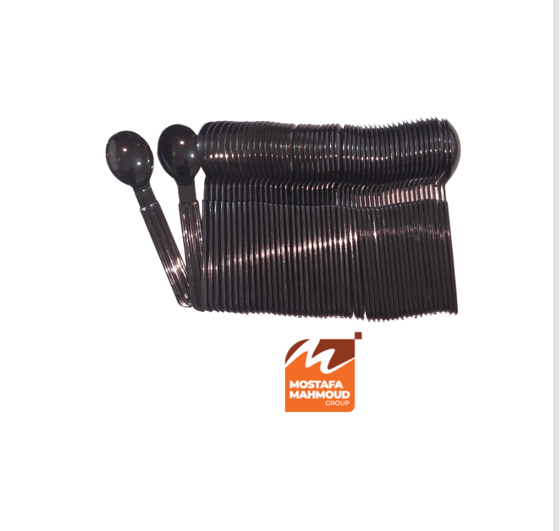 Disposable dessert spoon black 50 pieces معلقة حلو صغيرة